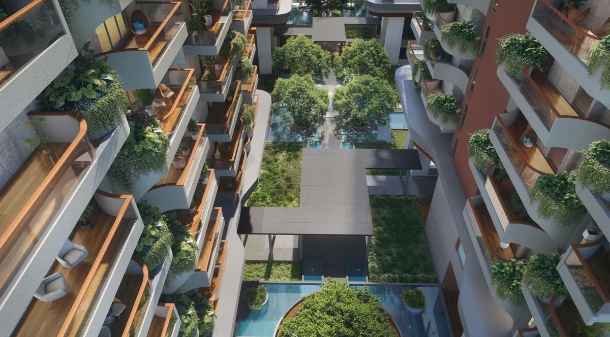 Internal landscaped pathway at Vrindavan Greenlife