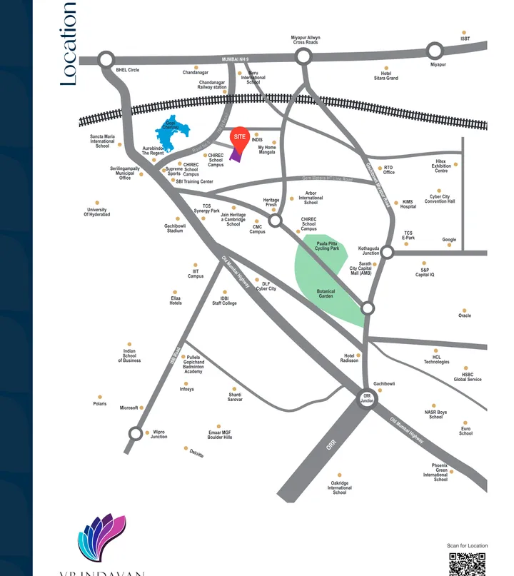Namishree Vrindavan brochure location map showing connectivity to IT hubs and infrastructure